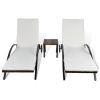 vidaXL Sun Loungers with Table Poly Rattan Brown