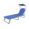 vidaXL Folding Sun Lounger with Canopy Steel and Fabric Blue