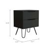 Augusta 2 Nightstand; Four Legs; Two Drawers -Black