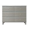 Champagne Silver Rubber Wood Dresser with 6 Drawers Metal Slides Crystal Handle