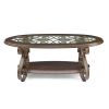 Coffee Table with Glass Table Top and Powder Coat Finish Metal Legs; Dark Brown (52.5"X28.5"X19.5")