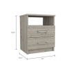 Napoles Nightstand; Superior Top; Two Drawers; One Shelf -Light Gray