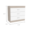 Melia Three Drawer Dresser; Superior Top; Metal Hardware -Light Gray / White