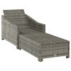 vidaXL Sun Lounger with Dark Gray Cushion Poly Rattan Gray