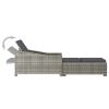 vidaXL Sun Lounger with Dark Gray Cushion Poly Rattan Gray