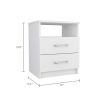 Napoles Nightstand; Superior Top; Two Drawers; One Shelf -White