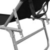 vidaXL Folding Sun Lounger with Canopy Steel and Fabric Black