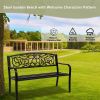 50" Outdoor Welcome Backrest Cast Iron Bench