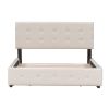 Upholstered Platform Bed with Classic Headboard and 4 Drawers; No Box Spring Needed; Linen Fabric; Queen Size Beige(OLD SKU :LP000114AAA)