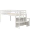 Loft bed with staircase ; White