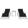 vidaXL Sun Loungers 2 pcs with Table Aluminum Black