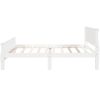 Queen Size Wood Platform Bed with Headboard and Wooden Slat Support (White)