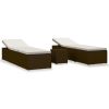 vidaXL 3 Piece Patio Sun Loungers with Tea Table Poly Rattan Brown