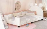 Twin Size Upholstered Daybed with Carton Ears Shaped Headboard; White