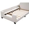 Twin Size Upholstered Daybed with Carton Ears Shaped Headboard; White