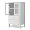 FCH Nordic Minimalist MDF Spray Paint Double Doors And Two Drawers Tv Side Cabinet Bathroom Cabinet White