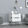 Augusta 2 Nightstand; Four Legs; Two Drawers -White