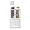 FCH Nordic Minimalist MDF Spray Paint Double Doors And Two Drawers Tv Side Cabinet Bathroom Cabinet White