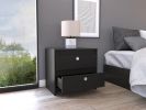 Idaly Nightstand; Superior Top; Two Drawers -Black