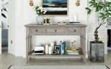 TREXM Classic Retro Style Console Table with Three Top Drawers and Open Style Bottom Shelf; Easy Assembly (Gray Wash)