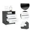 Rowley 2-Drawer 1-Shelf Rectangle Nightstand Smokey Oak and White