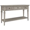 TREXM Classic Retro Style Console Table with Three Top Drawers and Open Style Bottom Shelf; Easy Assembly (Gray Wash)