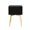 Side Table with 2 Drawer and Rubber Wood Legs;  Mid-Century Modern Storage Cabinet for Bedroom Living Room Furniture;  Black