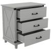 Modern Bedroom Nightstand with 3 Drawers Storage ; Gray(OLD SKU:WF281114AAE)