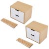 Set of 2 Bedroom Storage Nightstand Shelf with 2 Drawers - Wood XH