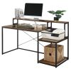 Home Office Computer Desk with Storage Shelves and Monitor Stand Riser Shelf Study Writing Desk Computer Table