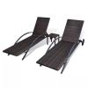 vidaXL Sun Loungers with Table Poly Rattan Brown