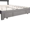 Queen Size Storage Bed Velvet Upholstered Platform Bed with a Big Drawer - Grey