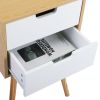 Set of 2 Bedroom Storage Nightstand Shelf with 2 Drawers - Wood XH