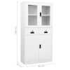 vidaXL Office Cabinet White 35.4"x15.7"x70.9" Steel and Tempered Glass