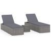 vidaXL 3 Piece Patio Sun Loungers with Tea Table Poly Rattan Gray