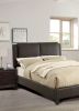 Full Size Bed 1pc Bed Set Brown Faux Leather Upholstered Two-Panel Bed Frame Headboard Bedroom Furniture