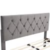 Queen Size Storage Bed Velvet Upholstered Platform Bed with a Big Drawer - Grey