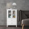 FCH Nordic Minimalist MDF Spray Paint Double Doors And Two Drawers Tv Side Cabinet Bathroom Cabinet White