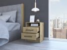 Eter Nightstand; Superior Top; Two Drawers -Light Oak