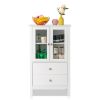 FCH Nordic Minimalist MDF Spray Paint Double Doors And Two Drawers Tv Side Cabinet Bathroom Cabinet White