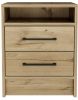 Eter Nightstand; Superior Top; Two Drawers -Light Oak