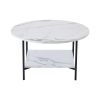 Modern Round coffee table with storage; Black metal frame with marble color top-31.5"