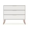 Manhattan Comfort Rockefeller Mid-Century- Modern Dresser with 3-Drawers in White