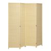 4-Panel Bamboo Room Divider, 6 Ft Tall Folding Privacy Screen, Freestanding Partition for Home and Office, Natural