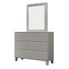 Champagne Silver Rubber Wood Dresser with 6 Drawers Metal Slides Crystal Handle