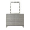 Champagne Silver Rubber Wood Dresser with 6 Drawers Metal Slides Crystal Handle