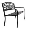 50" Outdoor Welcome Backrest Cast Iron Bench