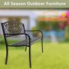 50" Outdoor Welcome Backrest Cast Iron Bench