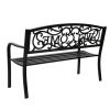 50" Outdoor Welcome Backrest Cast Iron Bench