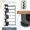 7-Tier Bookcase Home Office Bookshelf; L-Shaped Corner Bookcase with Metal Frame; Industrial Style Shelf with Open Storage; MDF Board